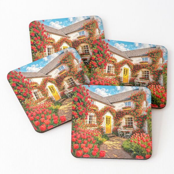 Item preview, Charming cottage with abundant red roses designed and sold by The Empire Of Digital Art..