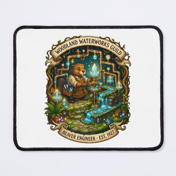 Item preview, Woodland Waterworks Guild | Fantasy Beaver Engineer | Magical Waterworks | Enchanted Plumbing Guild | Cottagecore Fantasy | Storybook Art designed and sold by MrDev.