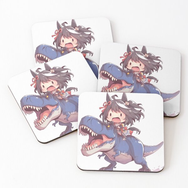 Item preview, Kitasan Black Uma Musume Surprised Chibi Dinosaur Ride designed and sold by Dashsopaner.