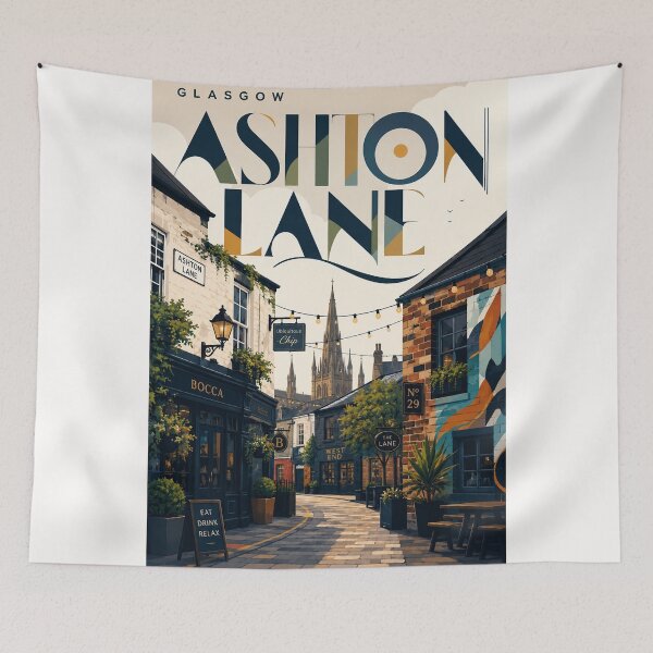 Item preview, Glasgow Ashton Lane Historic West End Street, Scotland designed and sold by Places On Earth.