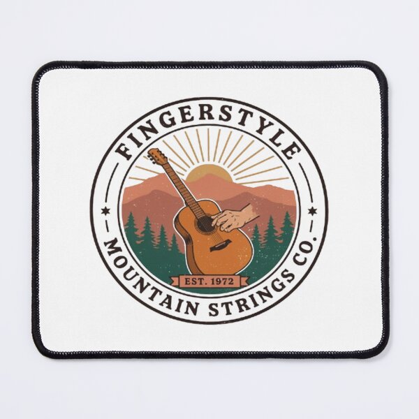 Item preview, Vintage Fingerstyle Mountain Acoustic Guitar Music Badge Design designed and sold by Craft99.