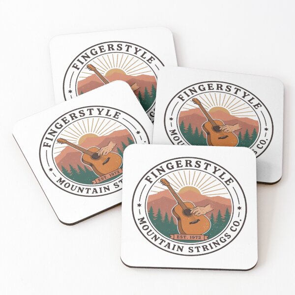 Item preview, Vintage Fingerstyle Mountain Acoustic Guitar Music Badge Design designed and sold by Craft99.