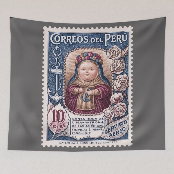 Item preview, Vintage Santa Rosa de Lima Peruvian Postage Stamp – Patron Saint Religious Art designed and sold by retrographics.