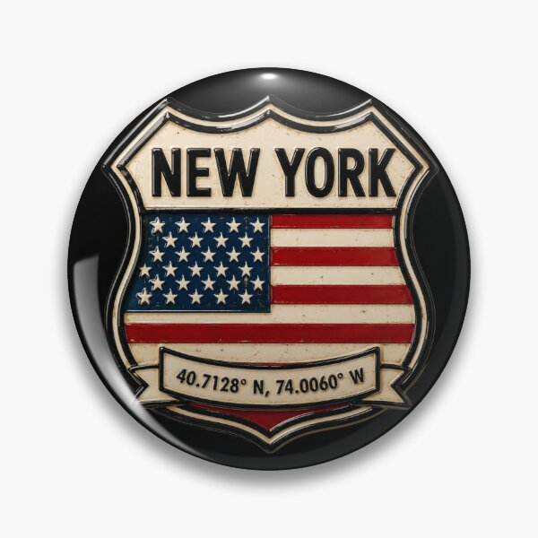 Item preview, New York City Vintage Flag Emblem Coordinates Art designed and sold by PlanetEye Designs.