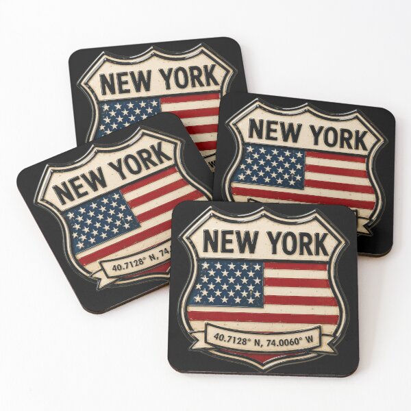 Item preview, New York City Vintage Flag Emblem Coordinates Art designed and sold by PlanetEye Designs.