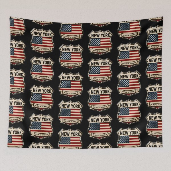 Item preview, New York City Vintage Flag Emblem Coordinates Art designed and sold by PlanetEye Designs.