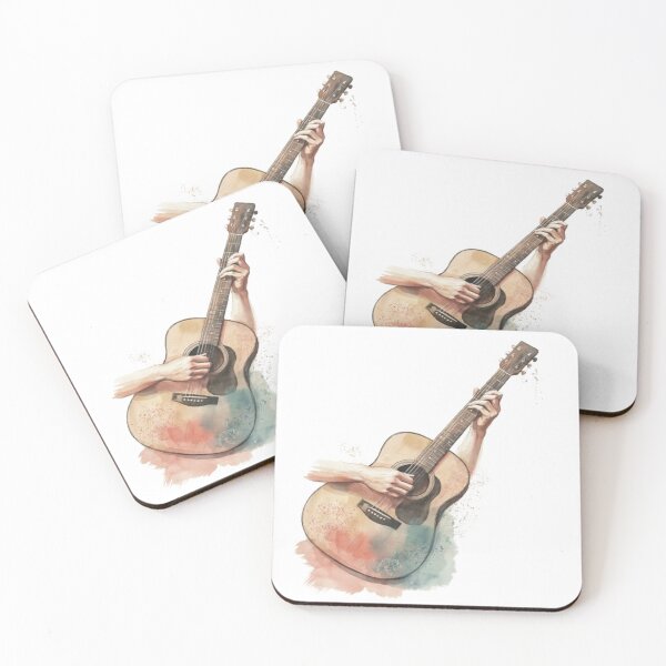 Item preview, Watercolor Acoustic Guitar Hands Playing Artistic Music Illustration designed and sold by Craft99.