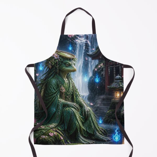 Item preview, Japanese Kappa Yokai Shrine Sakura Waterfall Fantasy Art designed and sold by vekotpu.