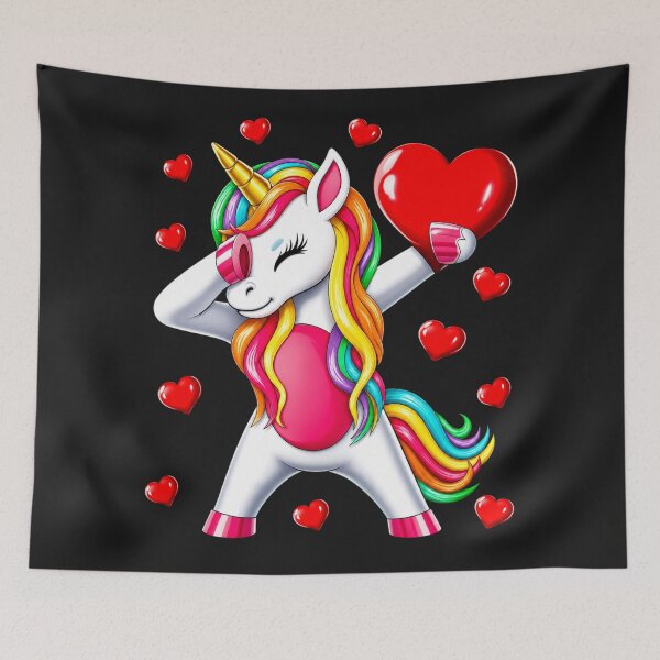 Item preview, Cute Rainbow Dabbing Unicorn and Hearts designed and sold by INKRebelGraphic.