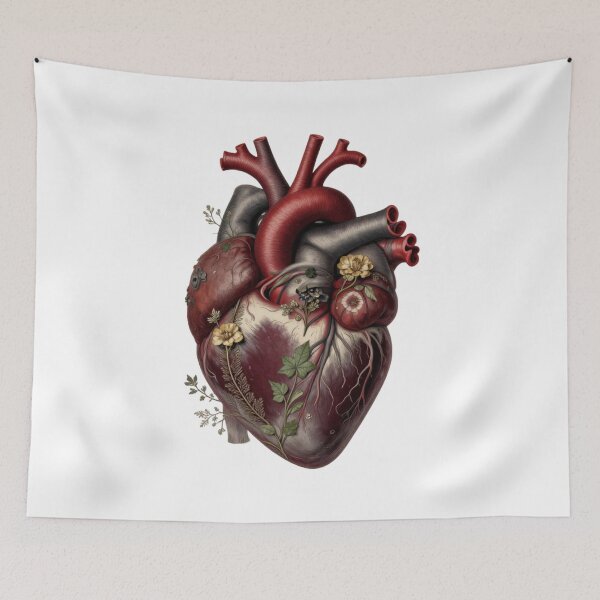 Item preview, Anatomical Heart with Botanicals — Vintage Anatomy Art designed and sold by TheGraphicsLord.