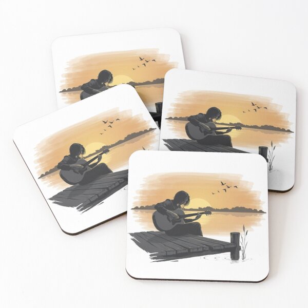 Item preview, Sunset Acoustic Guitar Player Lakeside Peaceful Music Illustration designed and sold by Craft99.