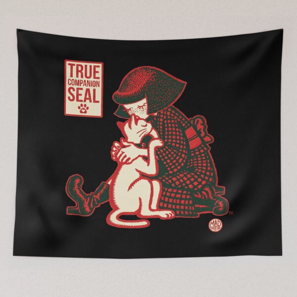 Item preview, True Companion Seal Red Kimono Girl Cat designed and sold by EdvvinStudios.