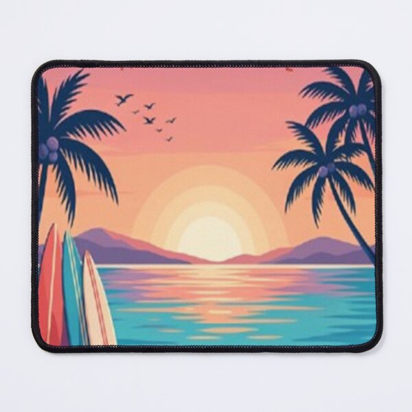 Item preview, Paradise Coast Tropical Escape Sunset Beach Palm Trees Surfboards Vintage Summer Vacation Design designed and sold by Craft99.
