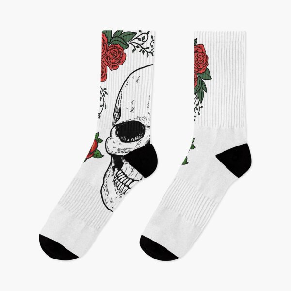 Item preview, Gothic Skull with Red Roses Vintage Tattoo Art designed and sold by DearBunnyArt.