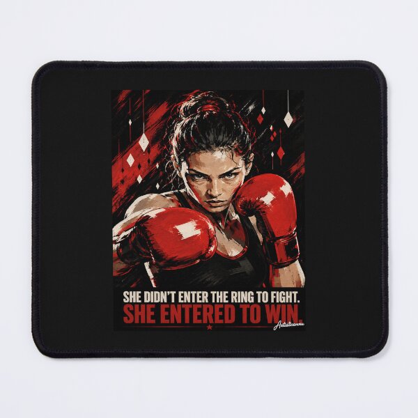 Item preview, Female Boxer Guard Pose Bold Graphic Red Black Boxing Art designed and sold by Artisticanvas.