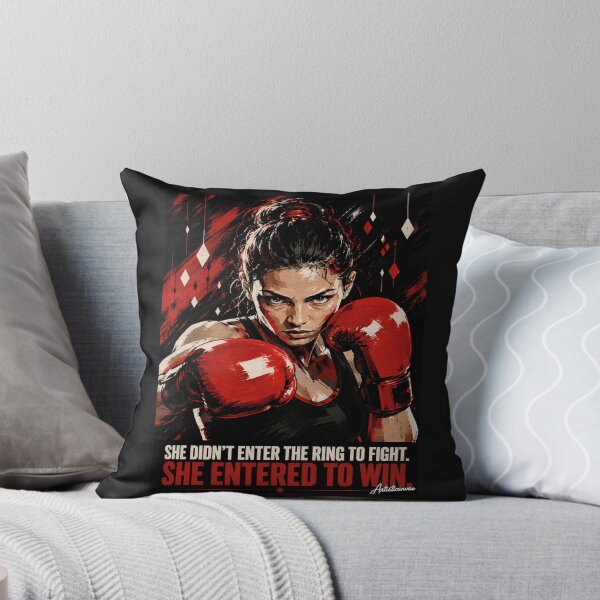 Item preview, Female Boxer Guard Pose Bold Graphic Red Black Boxing Art designed and sold by Artisticanvas.