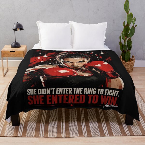 Item preview, Female Boxer Guard Pose Bold Graphic Red Black Boxing Art designed and sold by Artisticanvas.