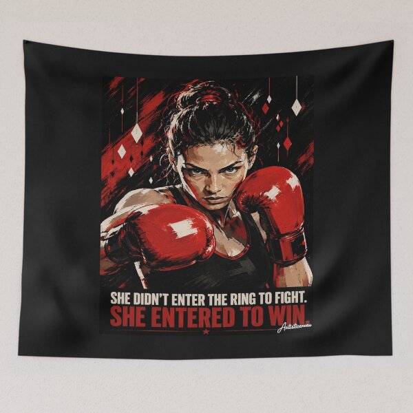 Item preview, Female Boxer Guard Pose Bold Graphic Red Black Boxing Art designed and sold by Artisticanvas.