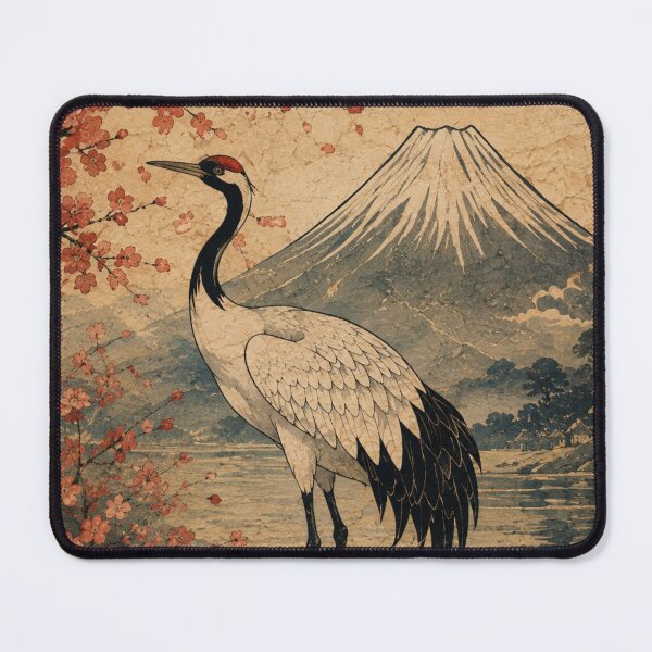 Item preview, Graceful Crane by Mount Fuji designed and sold by Silent Japan Studio.