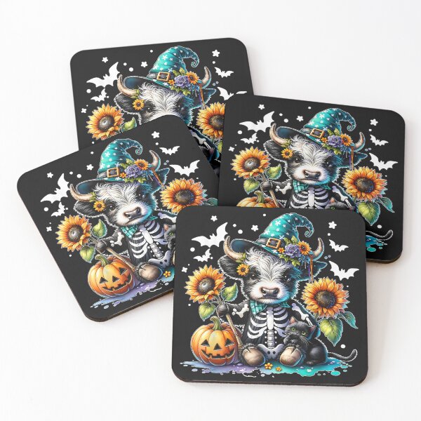 Item preview, Highland Cow Witch Skeleton Halloween Sunflower Pumpkin Fall  designed and sold by kristianmkt.