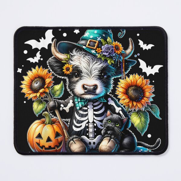 Item preview, Highland Cow Witch Skeleton Halloween Sunflower Pumpkin Fall designed and sold by kristianmkt.