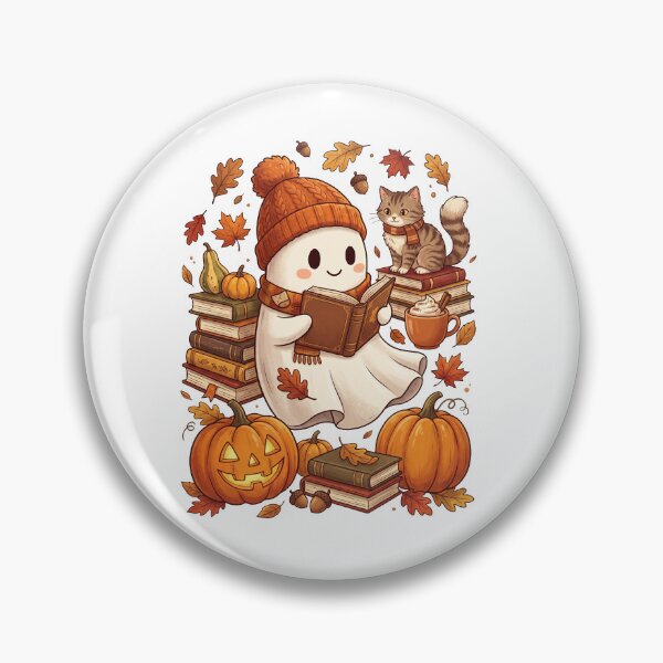 Item preview, Halloween Ghost Reading Books Coffee Spooky Pumpkin Book Lover Fall  designed and sold by HalloweenGift.