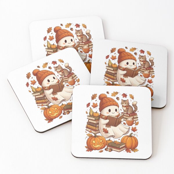 Item preview, Halloween Ghost Reading Books Coffee Spooky Pumpkin Book Lover Fall  designed and sold by HalloweenGift.
