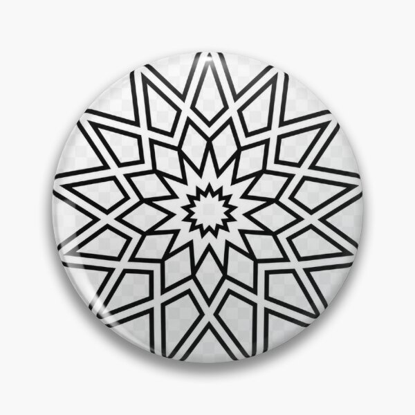 Item preview, Minimalist 12-Point Islamic Geometric Star Pattern | Sacred Geometry Vector | Black & White Wall Art designed and sold by DesertInkArt.