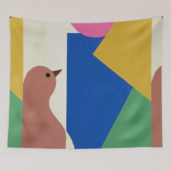 Item preview, Abstract Geometric Bird Art – "Bird Among Bold Shapes" designed and sold by Filora Atelier | Bird Art.