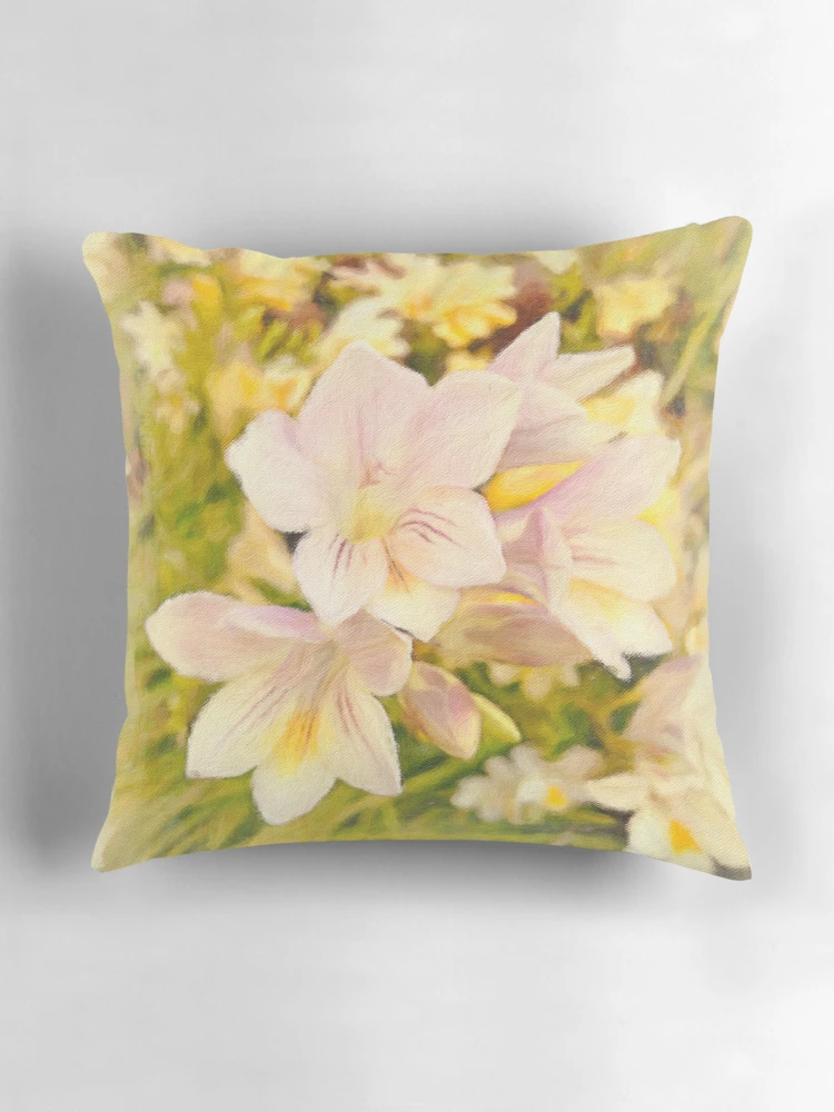 Thumbnail 3 of 4, Pillow, Early Springtime Freesias designed and sold by Rasendyll.