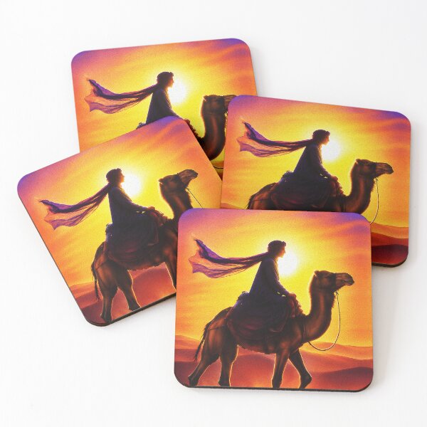 Item preview, Desert Traveler at Sunset – Camel Rider Silhouette Art designed and sold by RamyGallery.