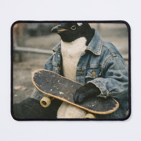 Item preview, Bird on a Skateboard Wall Art | Playful Feathered Skater Portrait | Retro Photography Aesthetic Vintage Print designed and sold by PaintedPixels01.