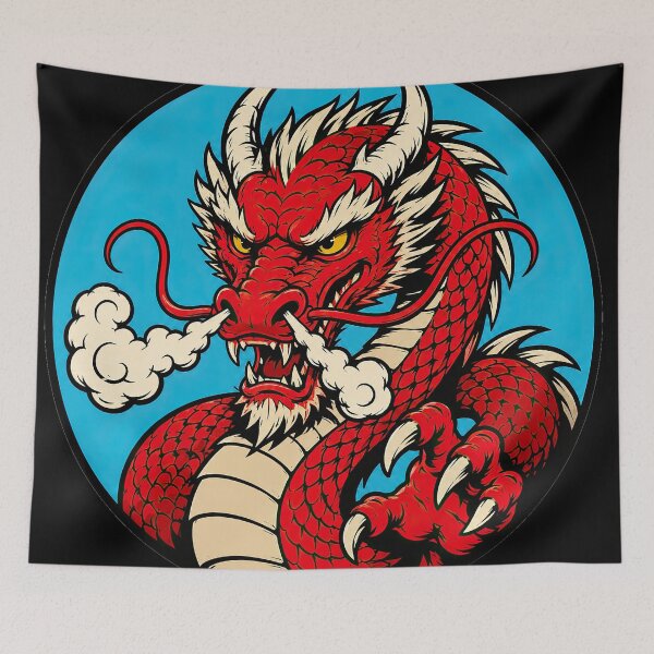 Item preview, Red Chinese Dragon Skate Style Graphic Illustration designed and sold by obstinator.