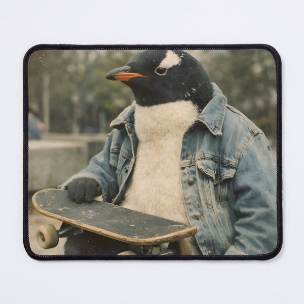 Item preview, Bird on a Skateboard Wall Art | Playful Feathered Skater Portrait | Retro Photography Aesthetic Vintage Print designed and sold by PaintedPixels01.