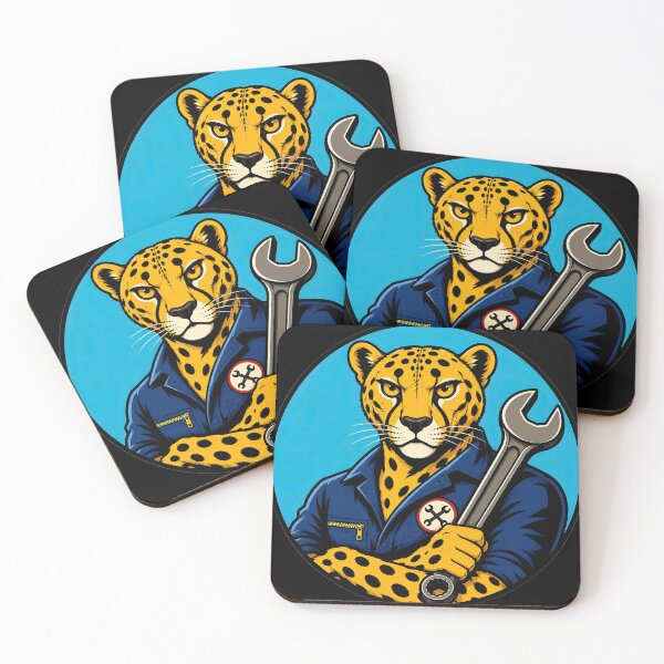 Item preview, Cheetah Mechanic Mascot Retro Skate Illustration designed and sold by obstinator.