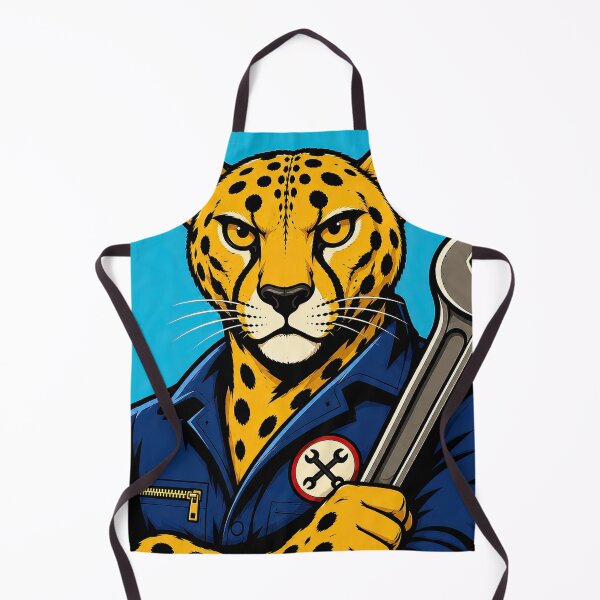 Item preview, Cheetah Mechanic Mascot Retro Skate Illustration designed and sold by obstinator.