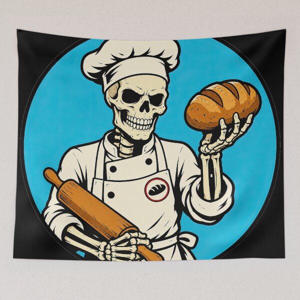 Item preview, Skeleton Baker Skull Illustration Retro Skate Style designed and sold by obstinator.