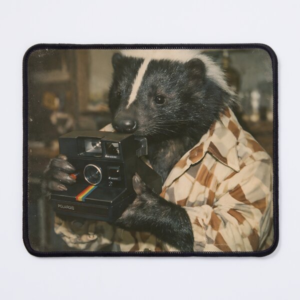 Item preview, Furry Animal with a Vintage Camera Wall Art | Nostalgic Wildlife Photographer Portrait | Retro Photography Aesthetic Vintage Print designed and sold by PaintedPixels01.