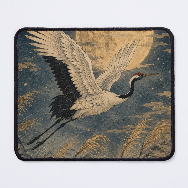 Item preview, Moonlit Crane in Flight designed and sold by Silent Japan Studio.