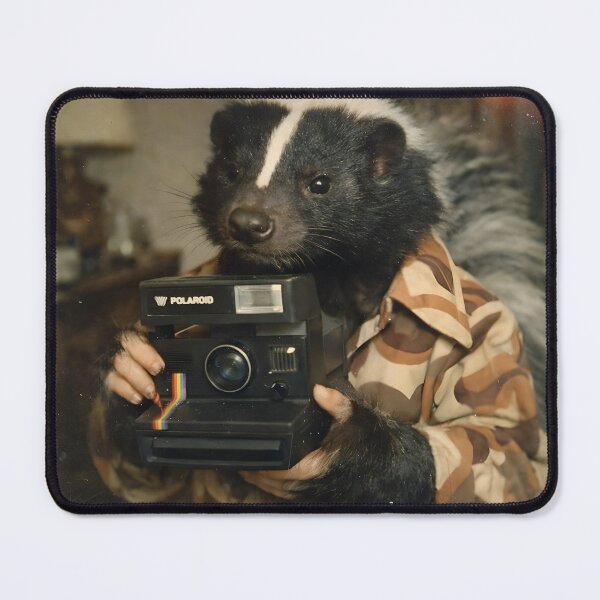 Item preview, Furry Animal with a Vintage Camera Wall Art | Nostalgic Wildlife Photographer Portrait | Retro Photography Aesthetic Vintage Print designed and sold by PaintedPixels01.