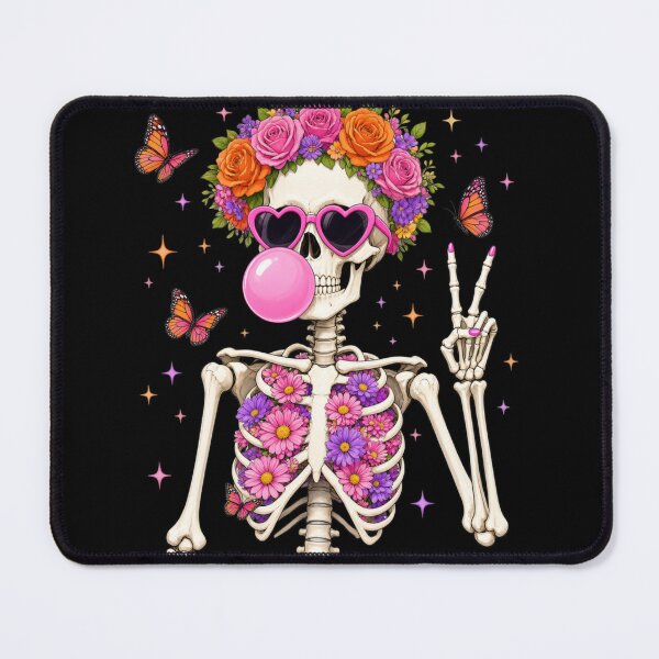 Item preview, Cute Floral Skeleton Bubblegum Halloween, Pink Skull with Flowers, Coquette Gothic Gift designed and sold by Zizo-DR44.