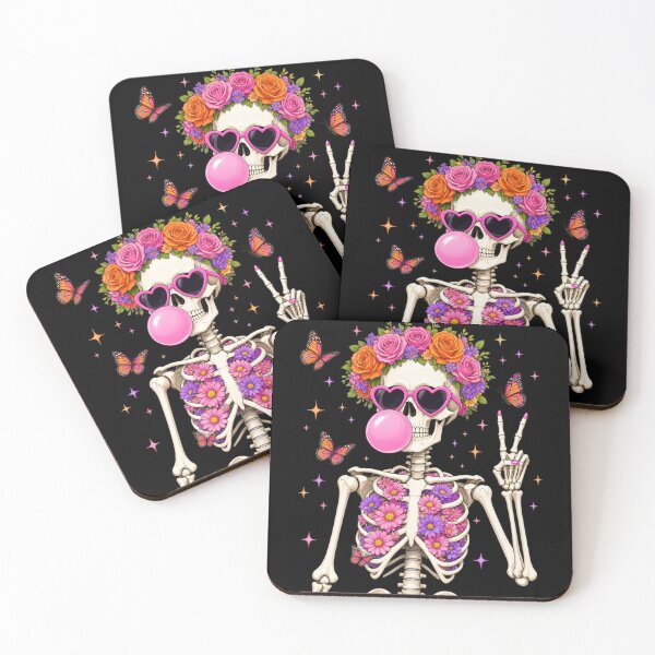 Item preview, Cute Floral Skeleton Bubblegum Halloween, Pink Skull with Flowers, Coquette Gothic Gift designed and sold by Zizo-DR44.