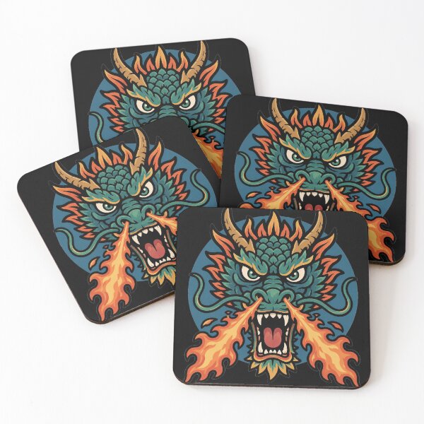 Item preview, Fire Breathing Asian Dragon Retro Skate Illustration designed and sold by obstinator.