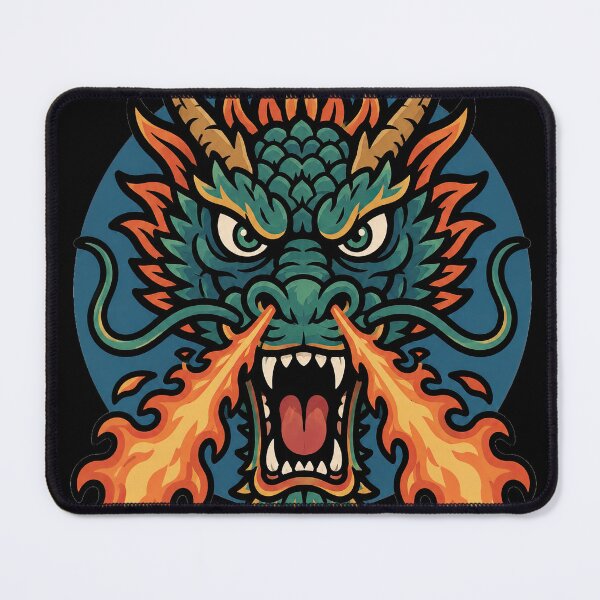 Item preview, Fire Breathing Asian Dragon Retro Skate Illustration designed and sold by obstinator.