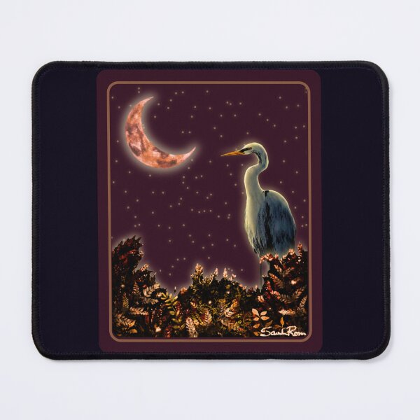 Item preview, Moonlit Egret in Starlit Night Celestial Artwork designed and sold by ArtistsAtticWI.