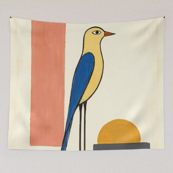 Aperçu de l'œuvre Art ornithologique moderne du milieu du siècle – « Debout au coucher du soleil » créée et vendue par Filora Atelier | Bird Art.
