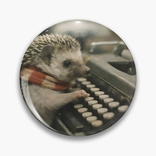 Item preview, Hedgehog with a Vintage Typewriter Wall Art | Whimsical Woodland Writer Portrait | Retro Photography Aesthetic Vintage Print designed and sold by PaintedPixels01.