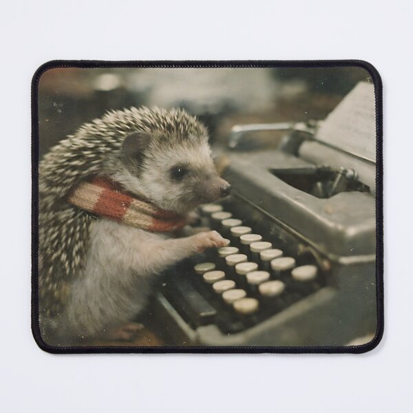 Item preview, Hedgehog with a Vintage Typewriter Wall Art | Whimsical Woodland Writer Portrait | Retro Photography Aesthetic Vintage Print designed and sold by PaintedPixels01.