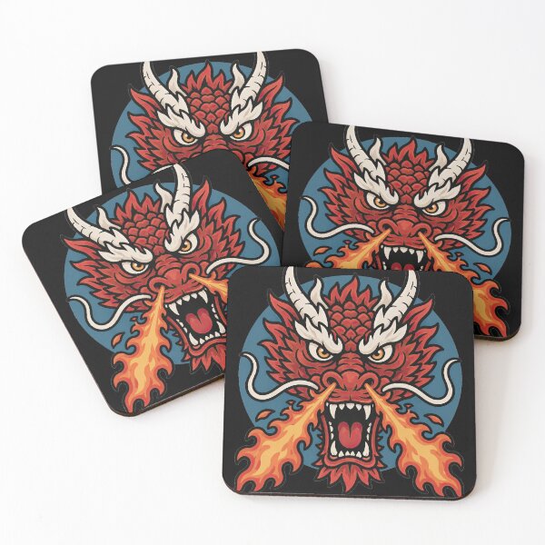 Item preview, Red Chinese Dragon Fire Breathing Retro Skate Illustration designed and sold by obstinator.