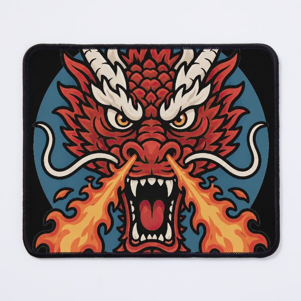 Item preview, Red Chinese Dragon Fire Breathing Retro Skate Illustration designed and sold by obstinator.